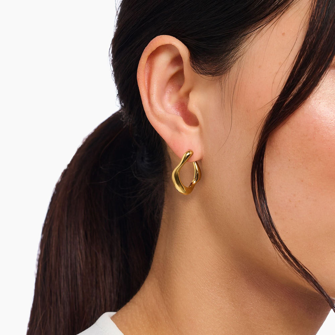 Natural Beauty Gold Plated Hoop Earrings CR754-413-39