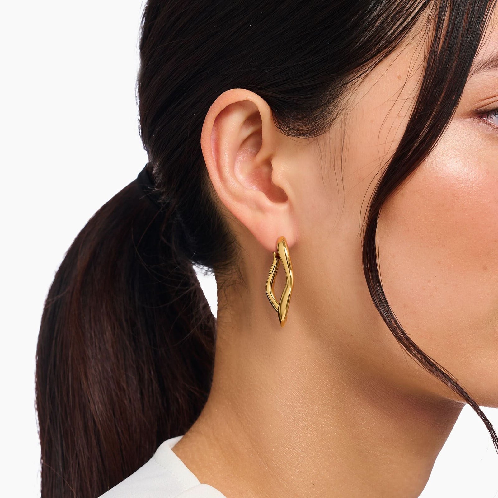Natural Beauty Gold Plated Large Hoop Earrings CR755-413-39