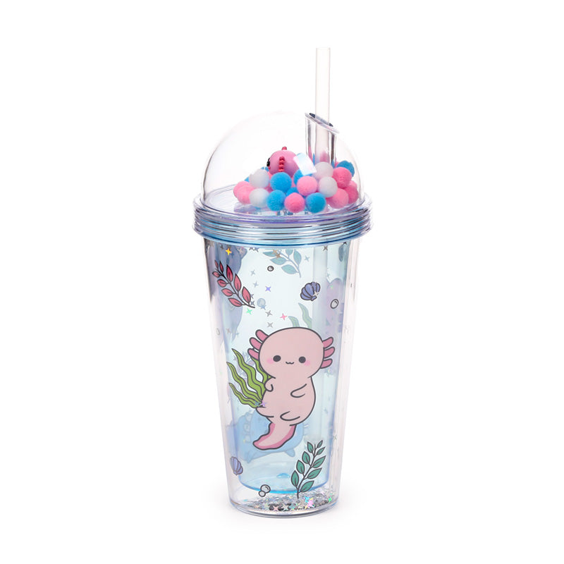 Adoramals Maddie the Axolotl Double Walled Cup & Straw with Charms CUP82