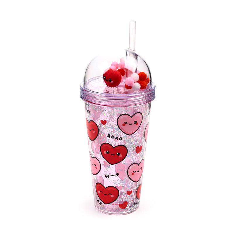 J'Adoramals Heart Double Walled Cup & Straw with Charms CUP89