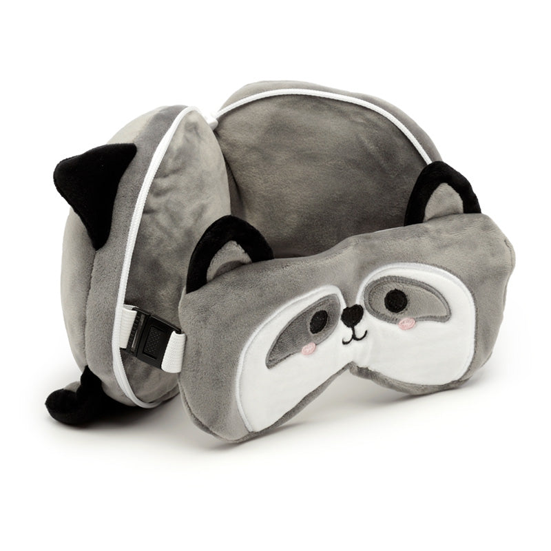 Relaxeazzz Raccoon Plush Travel Pillow & Eye Mask CUSH228