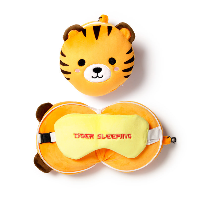 Relaxeazzz Tiger Plush Travel Pillow & Eye Mask CUSH275