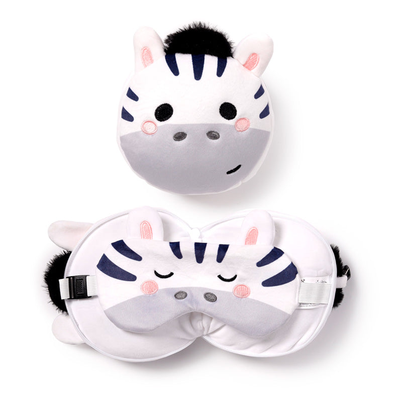 Relaxeazzz Adoramals Bali the Zebra Plush Travel Pillow & Eye Mask CUSH312