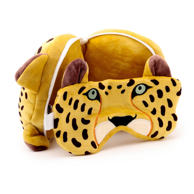Relaxeazzz Leopard Plush Travel Pillow & Eye Mask CUSH341