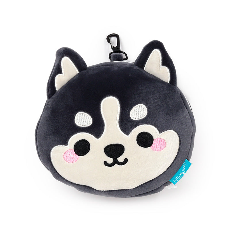 Relaxeazzz Luna the Husky Mountain Animal Plush Travel Pillow & Eye Mask CUSH440