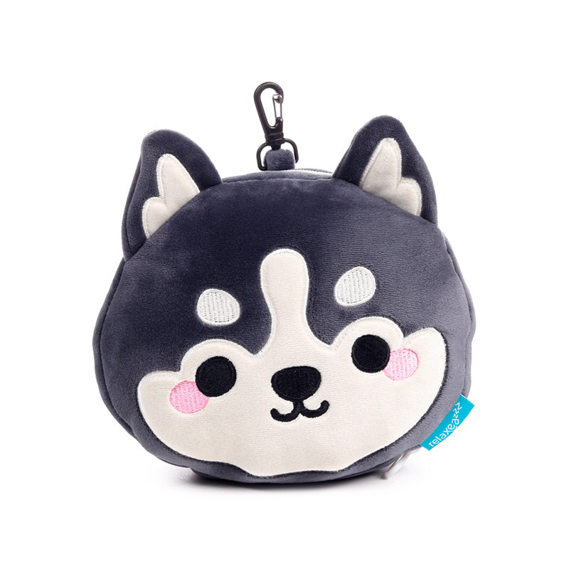 Relaxeazzz Luna the Husky Mountain Animal Plush Travel Pillow & Eye Mask CUSH440