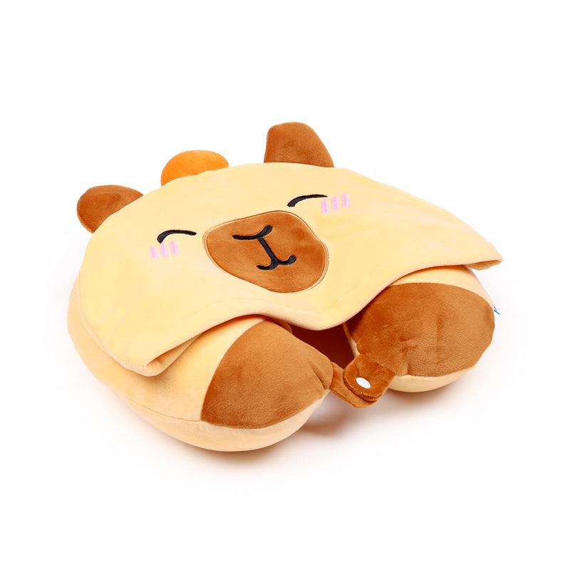 Hoodeazzz Duke the Capybara Plush Memory Foam Travel Pillow & Hood CUSH449