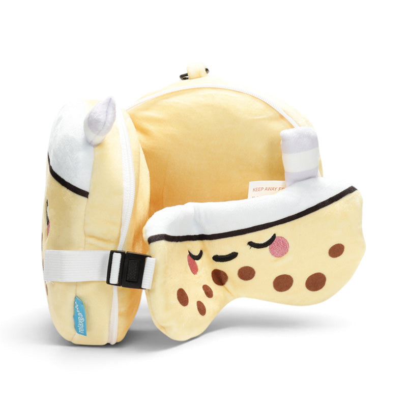 Relaxeazzz Foodiemals Bubble Tea Shaped Plush Travel Pillow & Eye Mask CUSH490