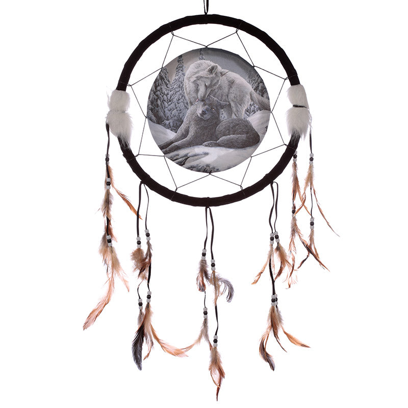 Lisa Parker Snow Kisses Wolf Dreamcatcher 33cm DCPB02B