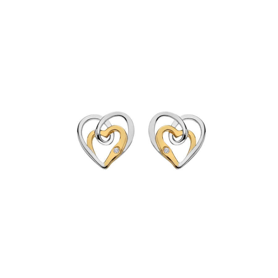 Silver & 18ct Interwoven Heart Earrings DE847