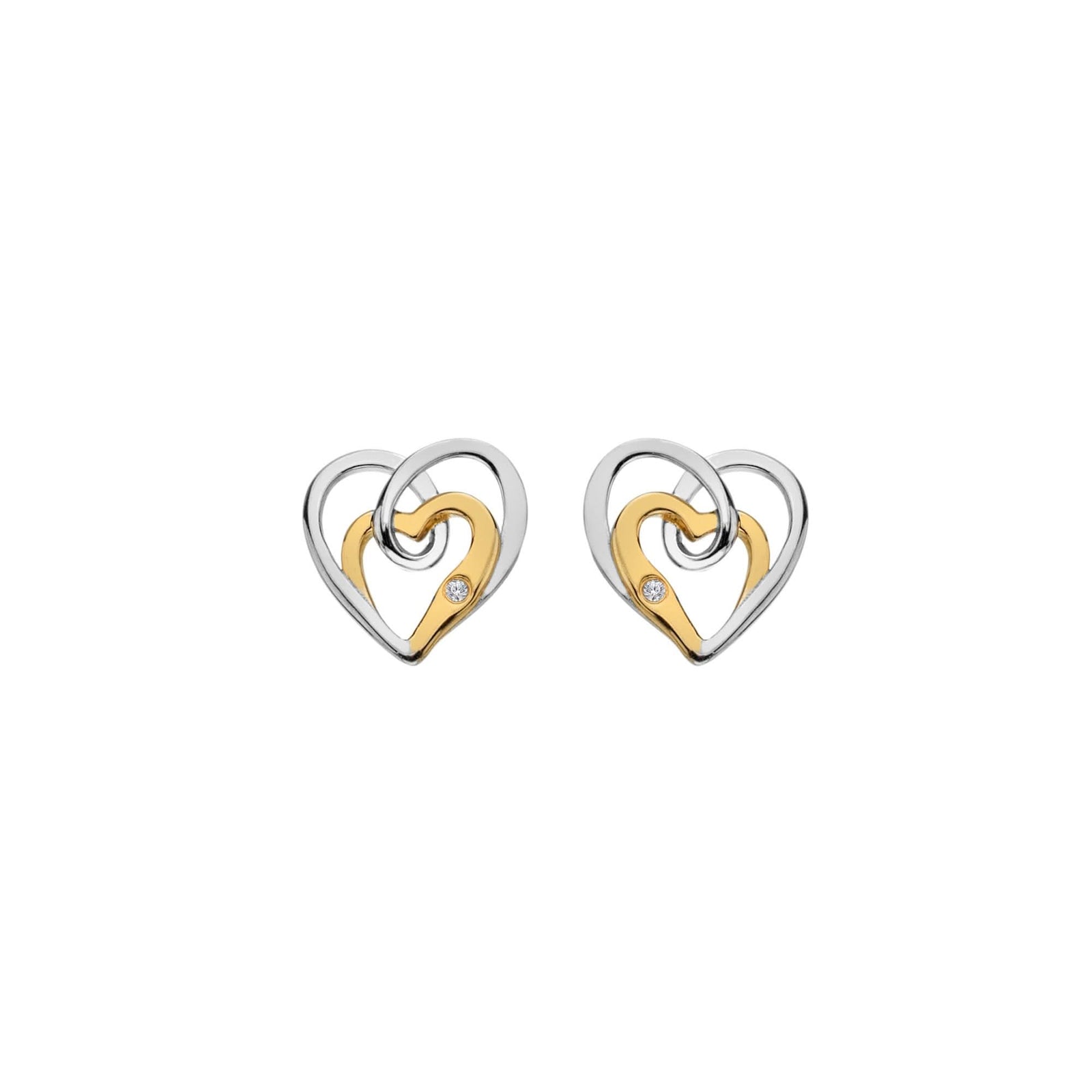 Silver & 18ct Interwoven Heart Earrings DE847