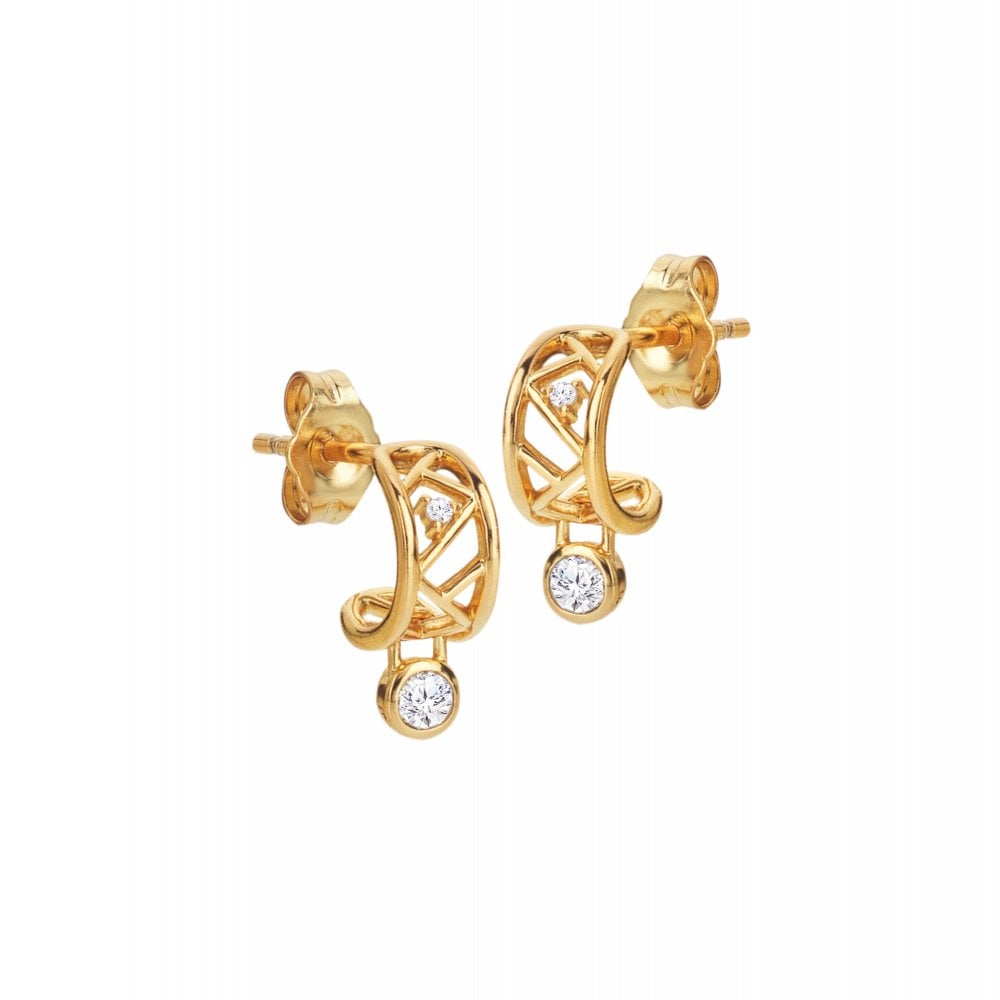 Gold earrings with diamond accents
