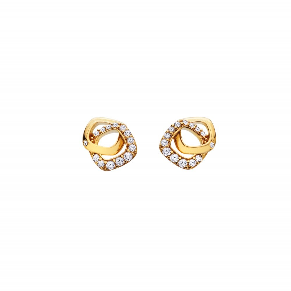 Gold earrings with diamond accents