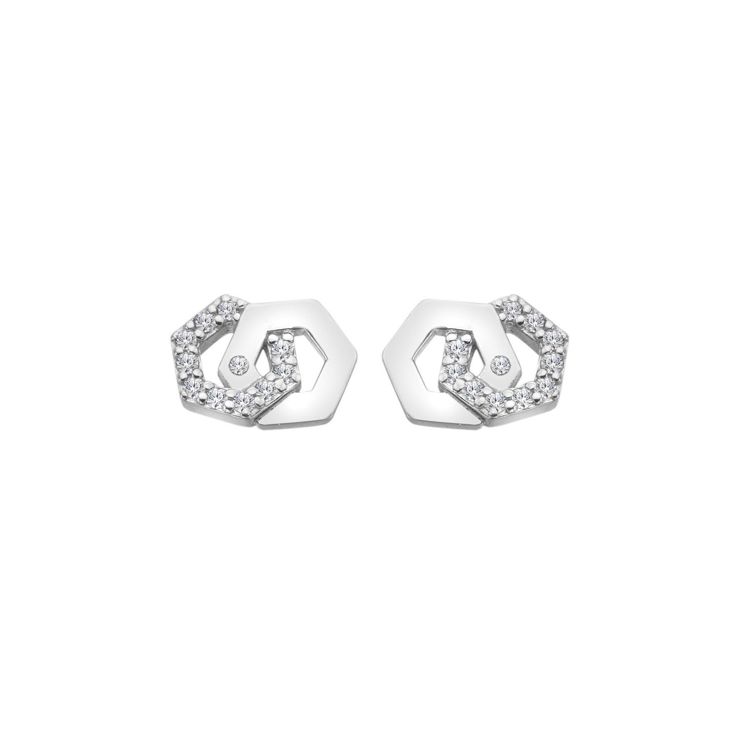 Hot Diamonds Sterling Silver White Topaz Hexagon Earrings DE876