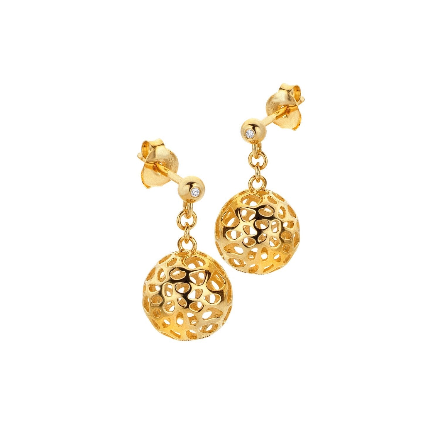 HD x Gold Plateden Edit Sterling Silver 18ct Gold Plated Orb Earrings DE884