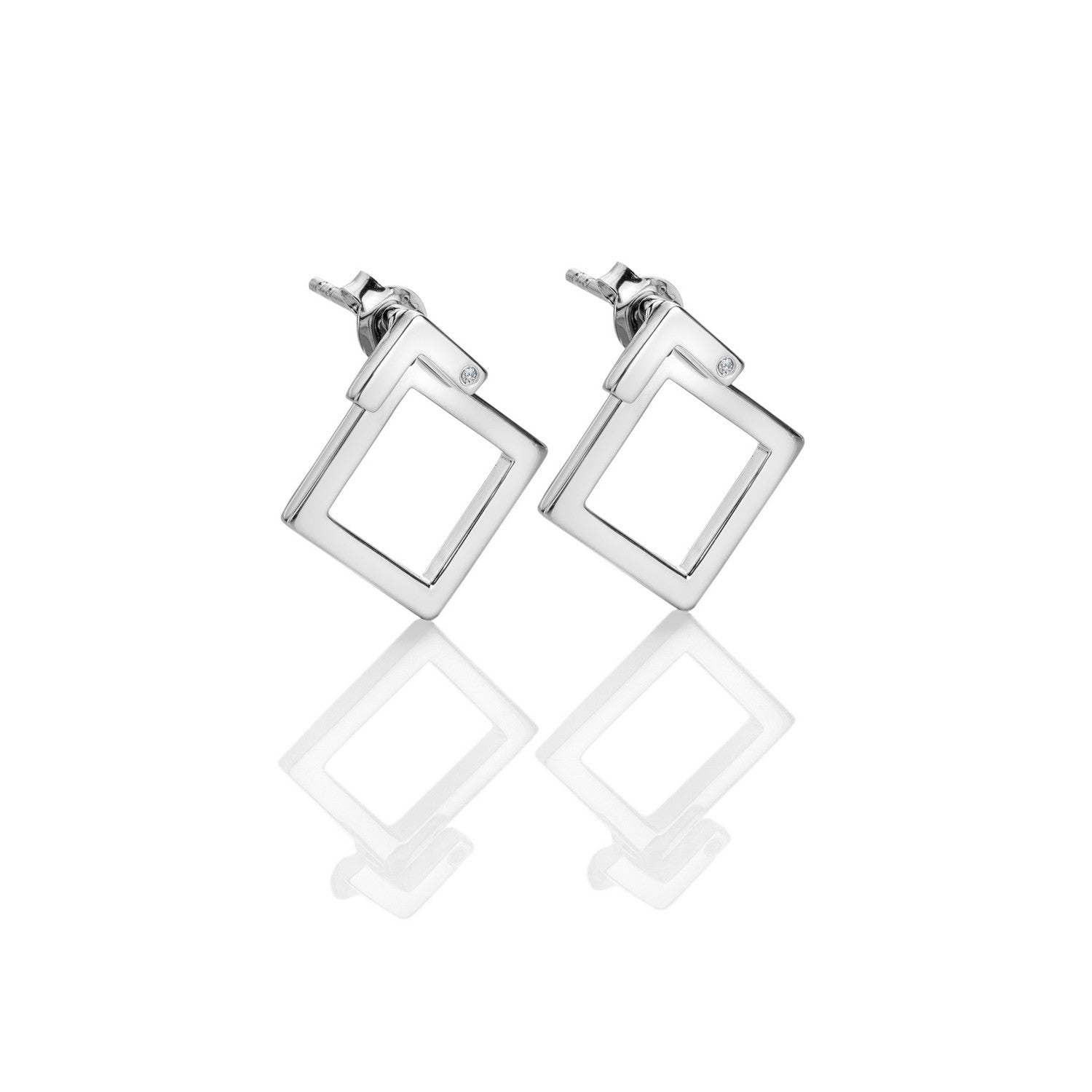 Hot Diamonds Sterling Silver Square Paired Earrings DE887
