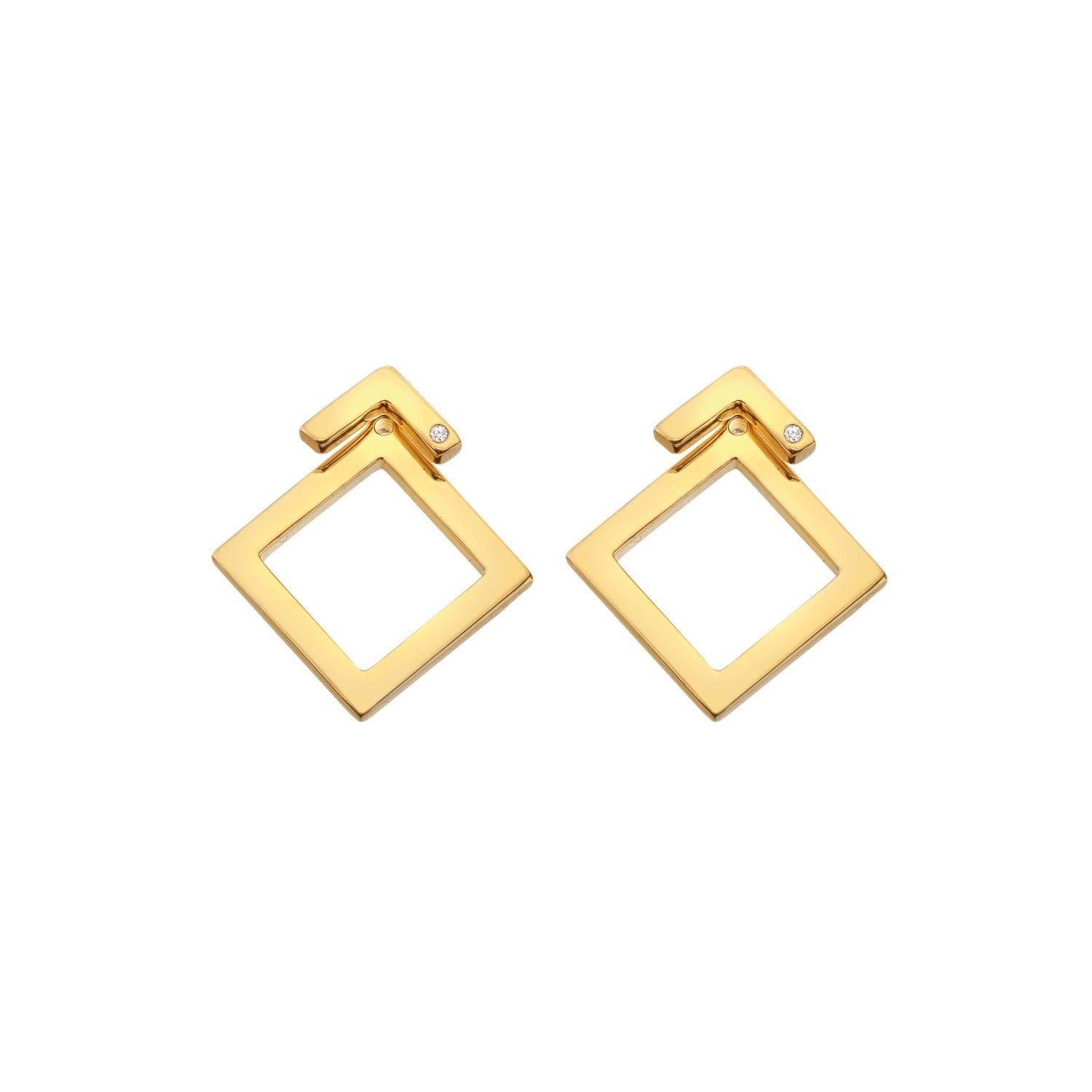 HD x Gold Plateden Edit Sterling Silver 18ct Gold Plated Square Paired Earrings DE889