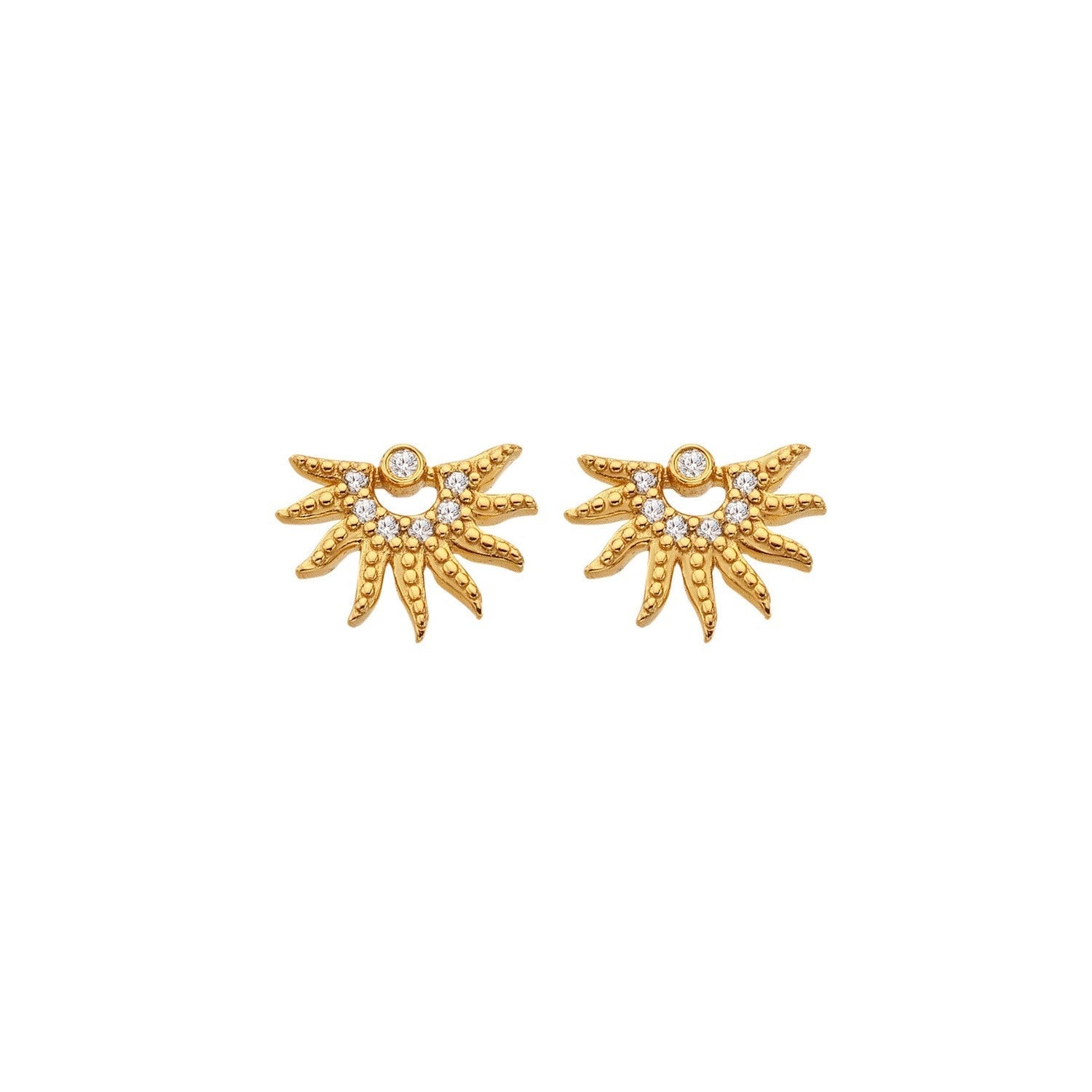 HD x Gold Plateden Edit Sterling Silver 18ct Gold Plated White Topaz SOL Stud Earrings DE897