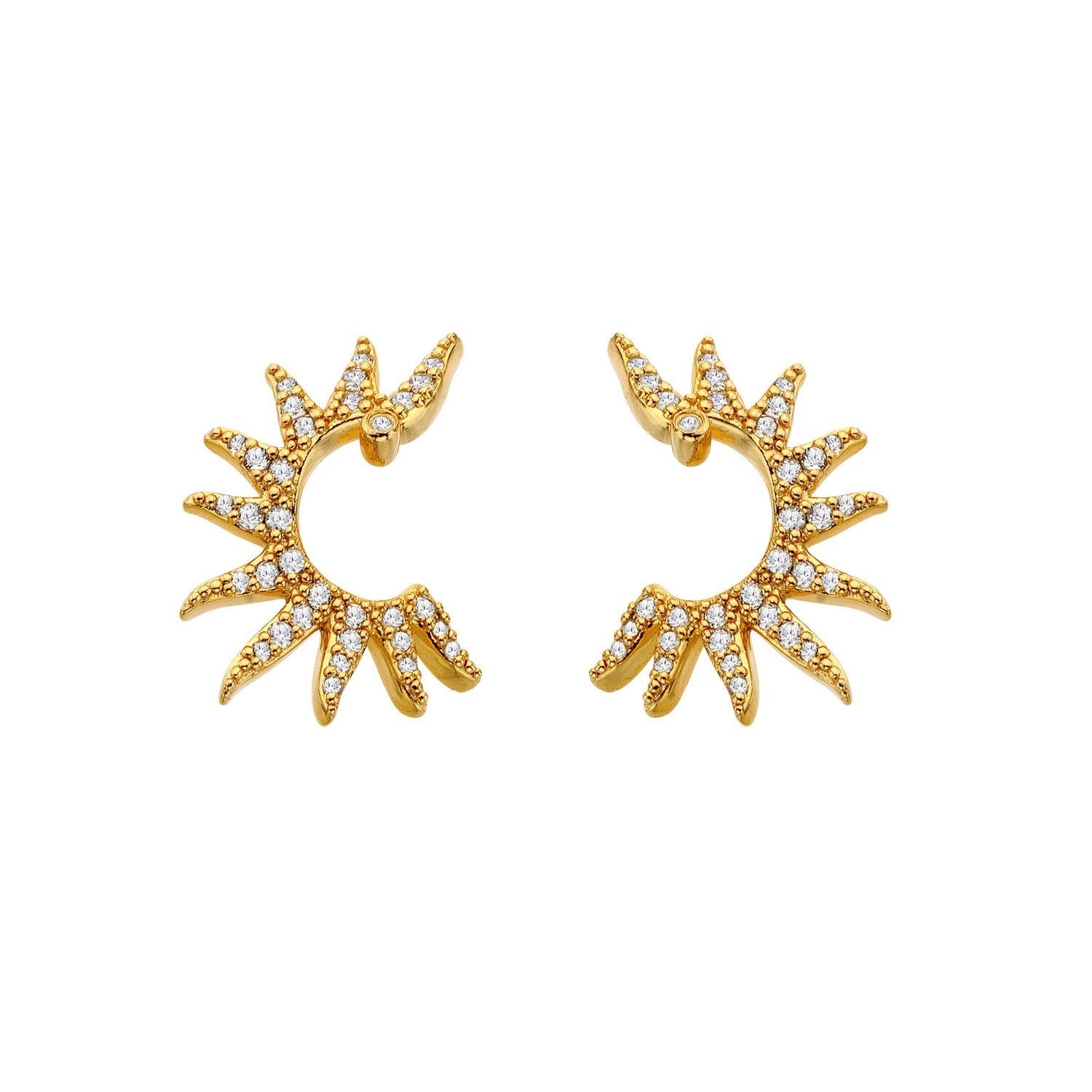 HD x Gold Plateden Edit Sterling Silver 18ct Gold Plated White Topaz SOL Statement Earrings DE898