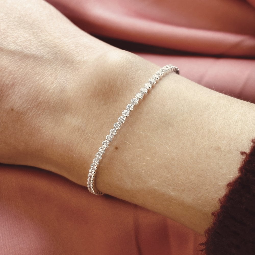 Silver bracelet on a person's wrist