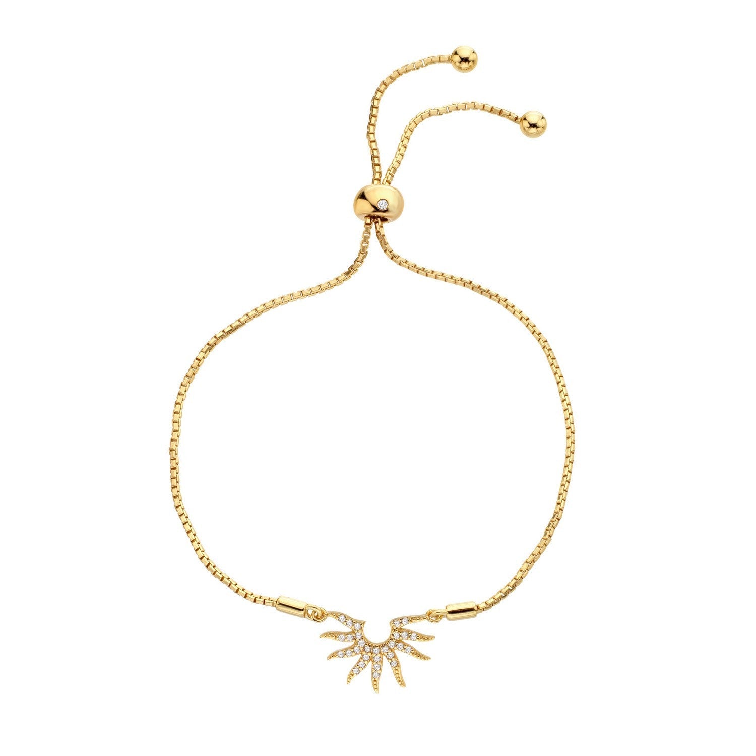 HD x Gold Plateden Edit Sterling Silver 18ct Gold Plated White Topaz SOL Statement Bracelet DL725