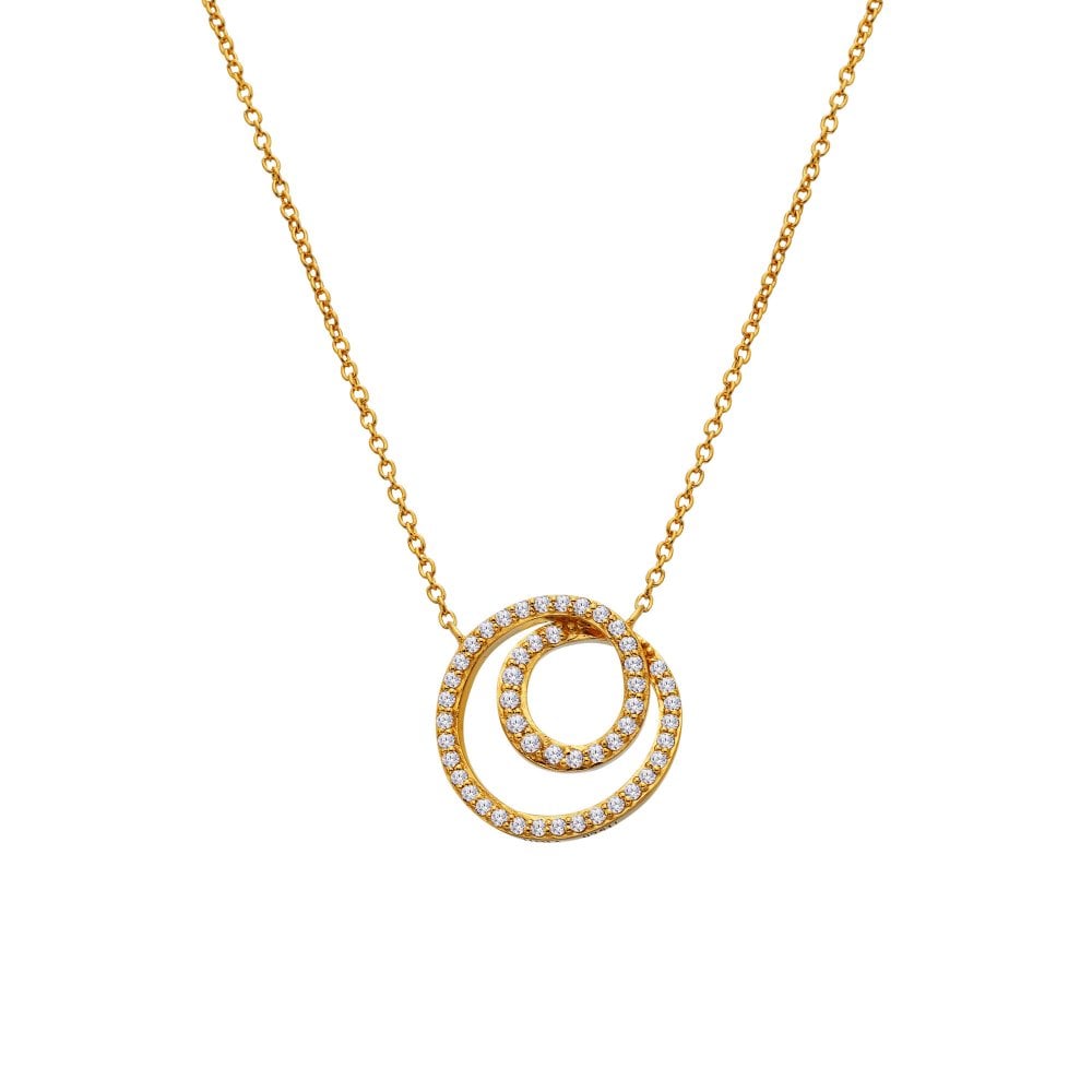 Gold necklace with a circular pendant