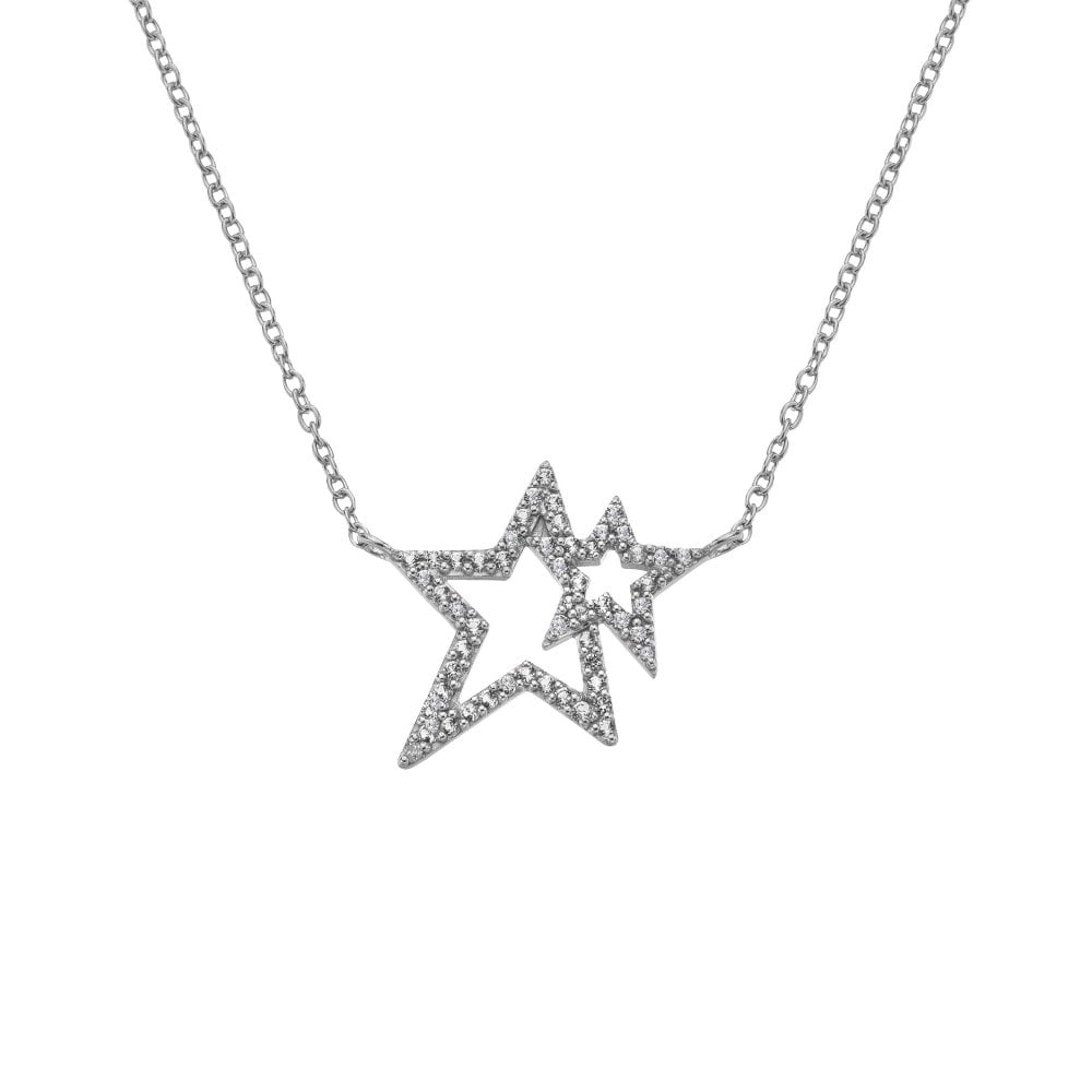 Star-shaped necklace with diamonds