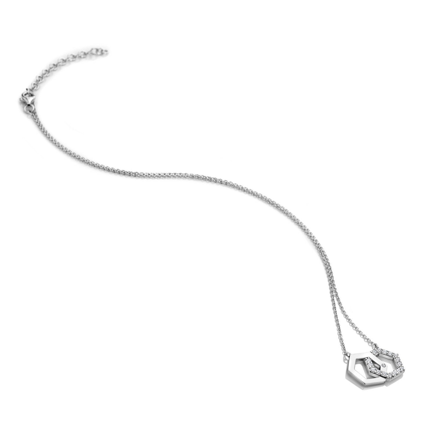 Hot Diamonds Sterling Silver White Topaz Hexagon Necklace DN230