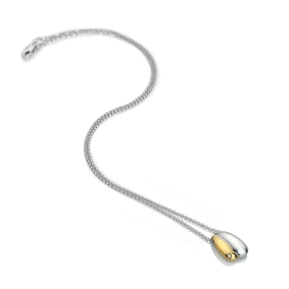 Silver chain necklace with a gold accent