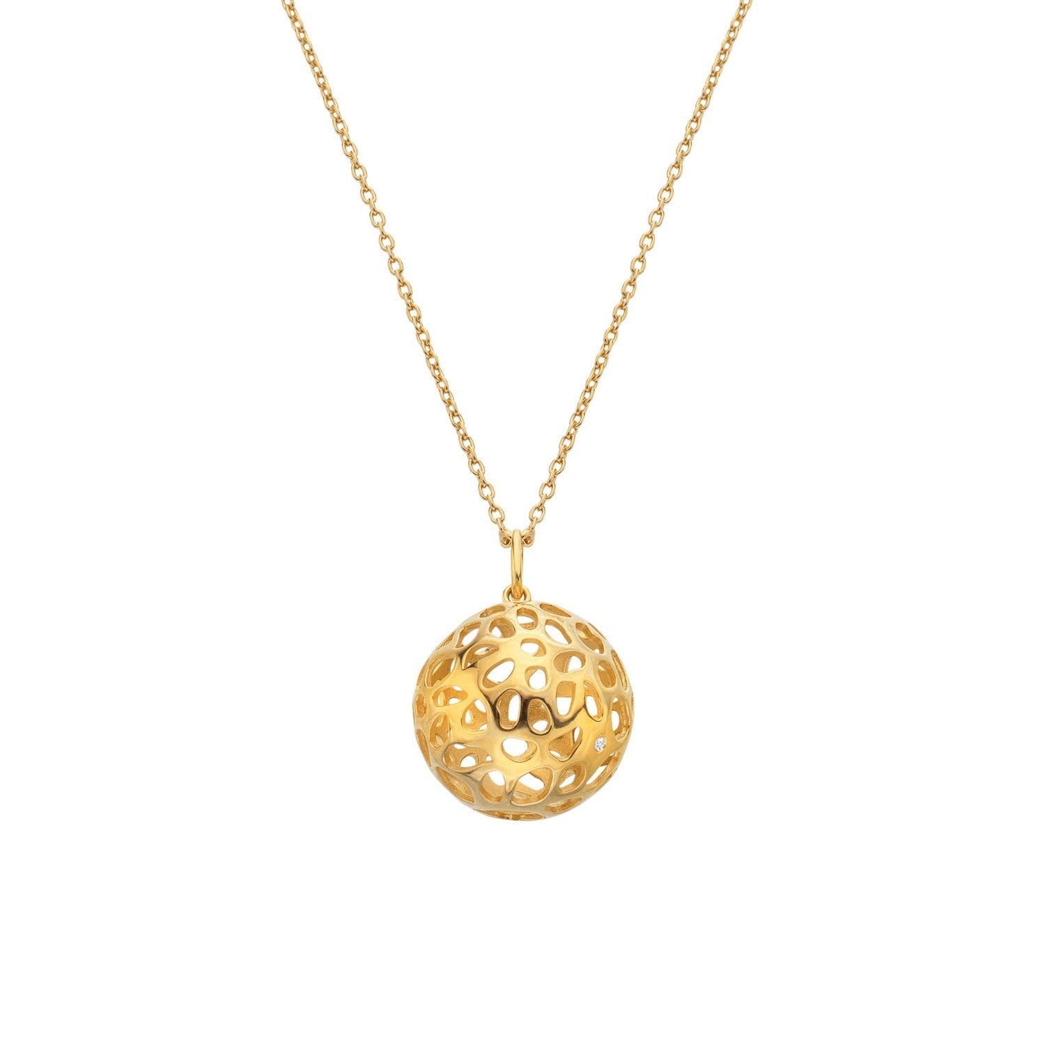 HD x Gold Plateden Edit Sterling Silver 18ct Gold Plated Orb Pendant DP1097