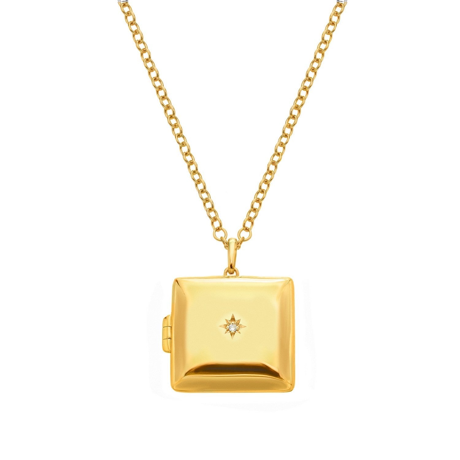 HD x Gold Plateden Edit Sterling Silver 18ct Gold Plated Square Locket DP1103