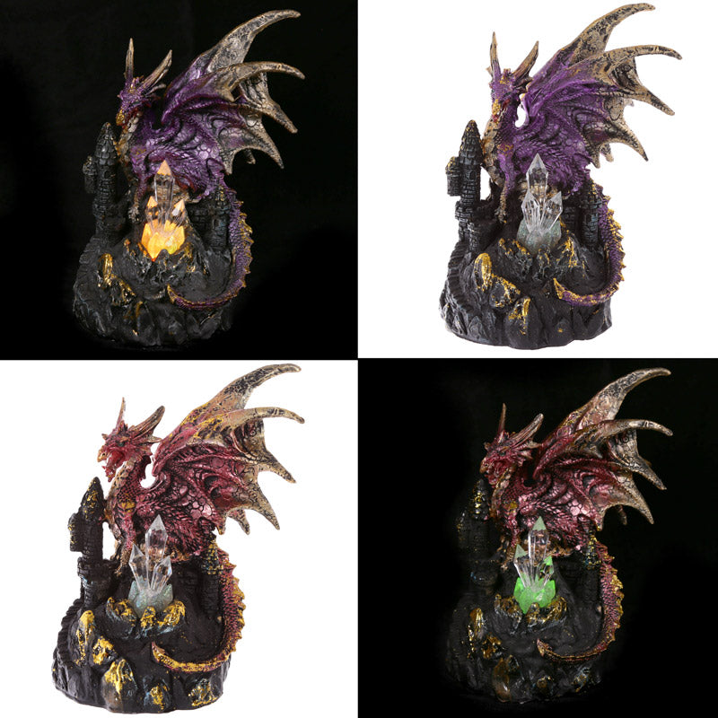 Dark Legends Dragon on Castle with LED Crystal DRG385