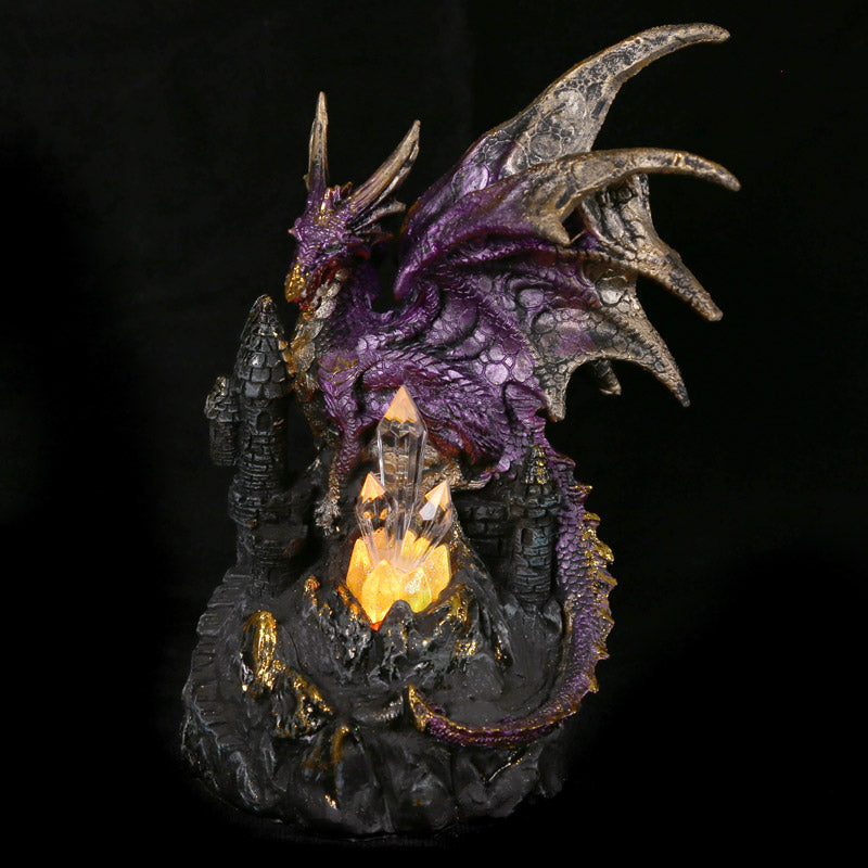Dark Legends Dragon on Castle with LED Crystal DRG385