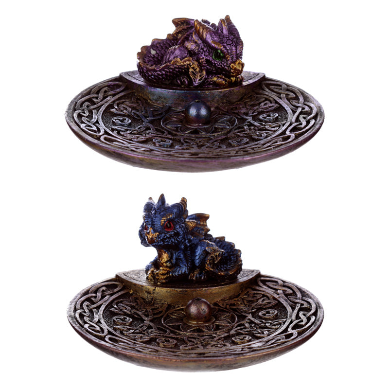 Elements Baby Dragon Celtic Ashcatcher Incense Stick Burner Dish DRG485