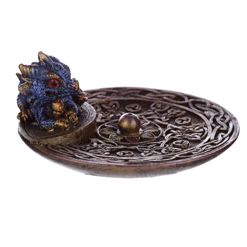 Elements Baby Dragon Celtic Ashcatcher Incense Stick Burner Dish DRG485