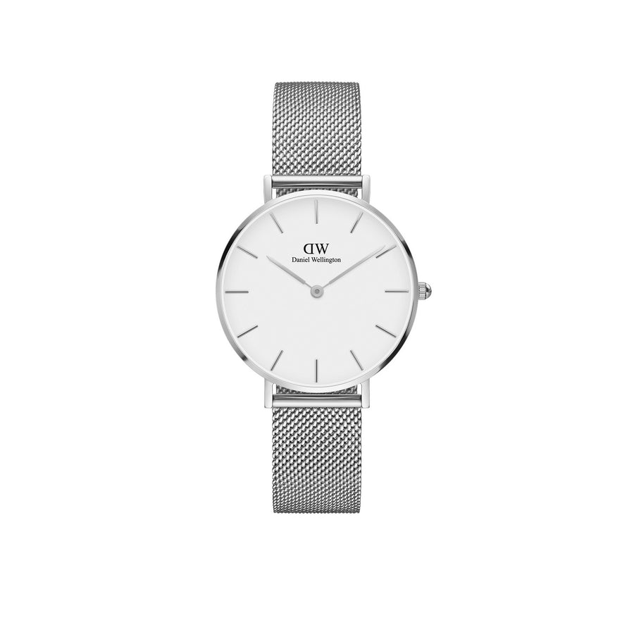 Daniel Wellington Petite Sterling 32mm White Silver Mesh Watch DW00100164