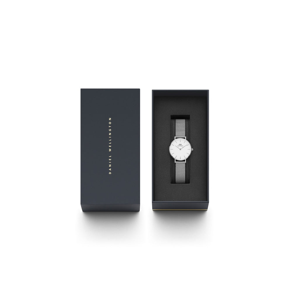 Daniel Wellington Petite Sterling 28mm White Silver Mesh Watch DW00100220