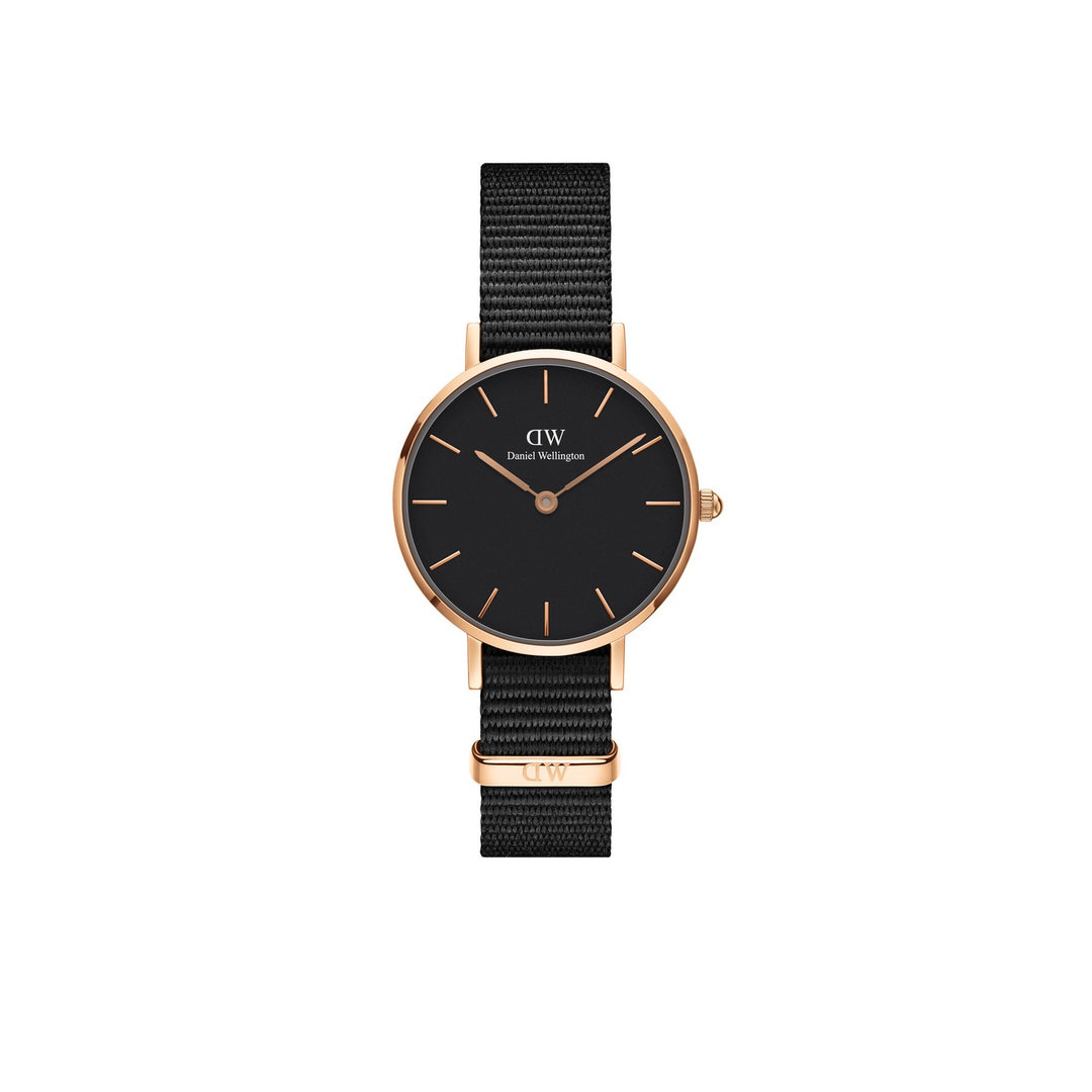 Daniel Wellington Petite Cornwall 28mm Black Rose Gold NATO Watch DW00100247