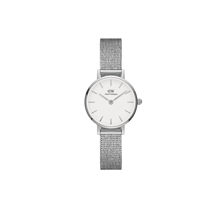 Daniel Wellington Petite Pressed Sterling 24mm White Silver Mesh Watch DW00100442