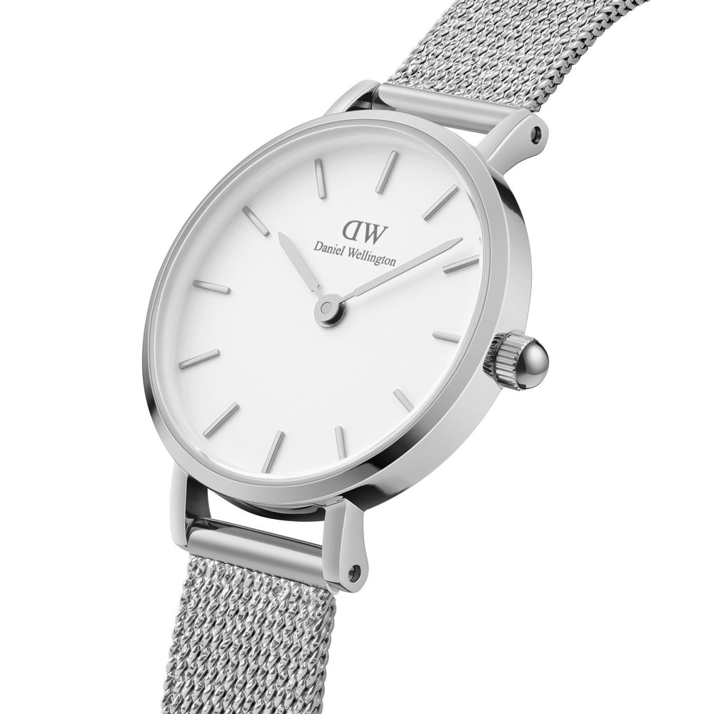 Daniel Wellington Petite Pressed Sterling 24mm White Silver Mesh Watch DW00100442