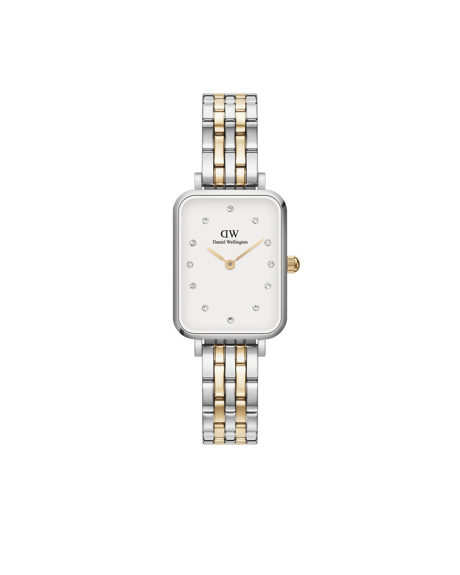 Daniel Wellington Quadro Lumine 5 Link 20x26mm White Two Tone Watch DW00100625