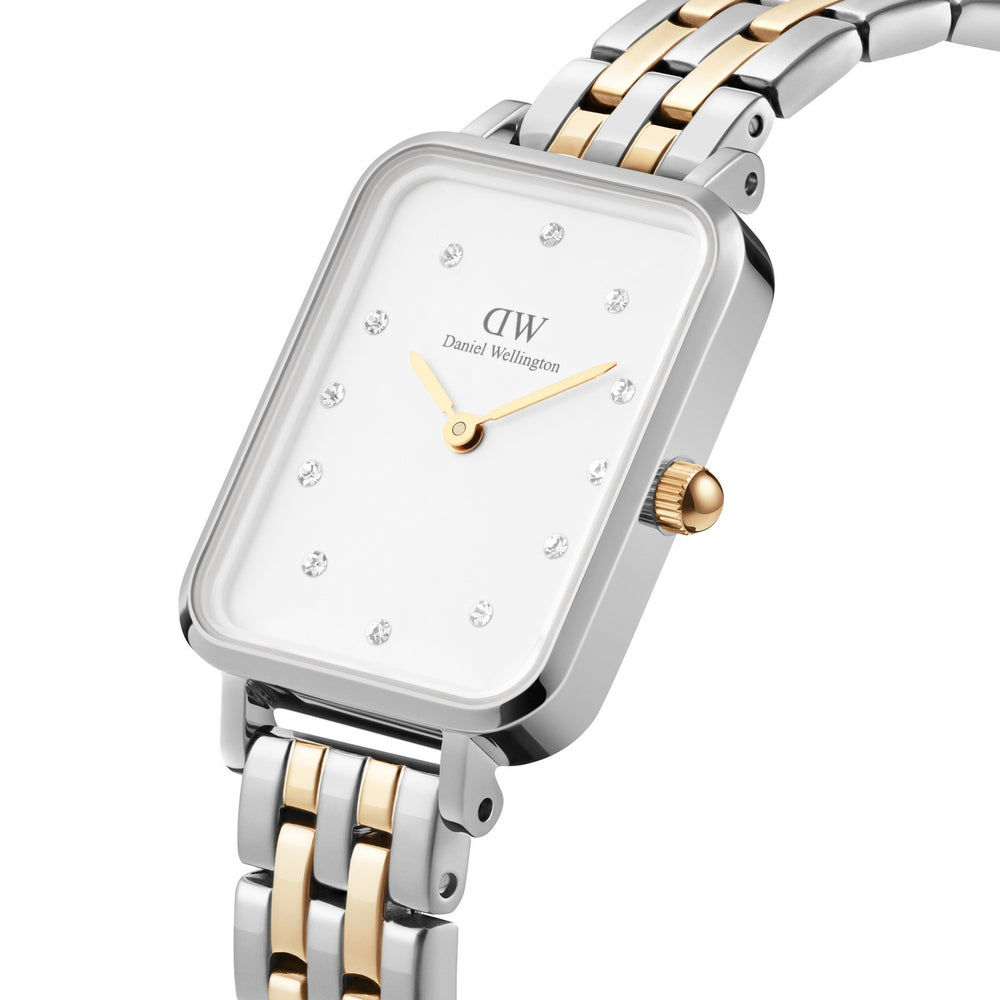 Daniel Wellington Quadro Lumine 5 Link 20x26mm White Two Tone Watch DW00100625
