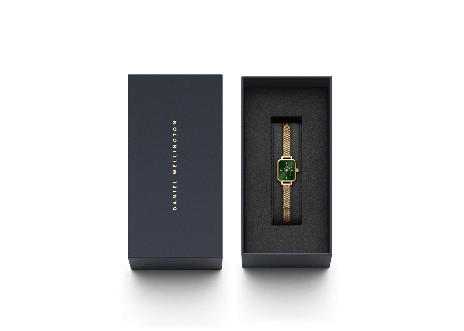Daniel Wellington Quadro Mini Evergold 15.4x18.2mm Emerald Gold Mesh Watch DW00100653