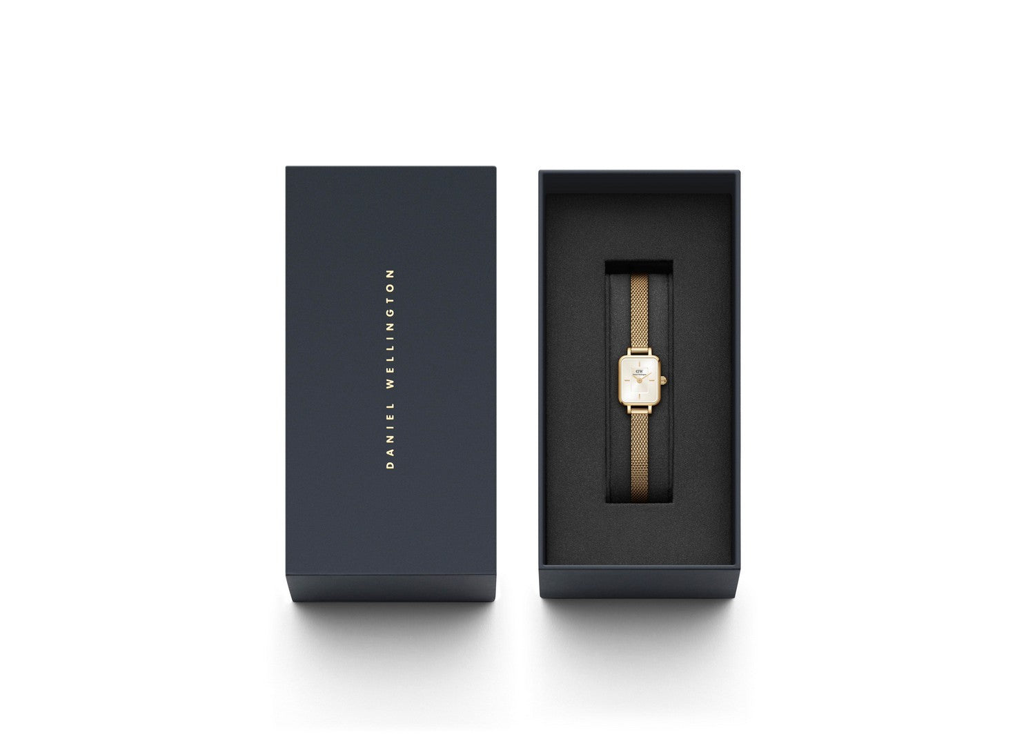 Daniel Wellington Quadro Mini Evergold 15.4x18.2mm Champagne Gold Mesh Watch DW00100656