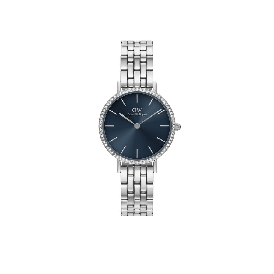Daniel Wellington Petite Lumine Bezel 28mm Arctic Blue Silver Mesh Watch DW00100664