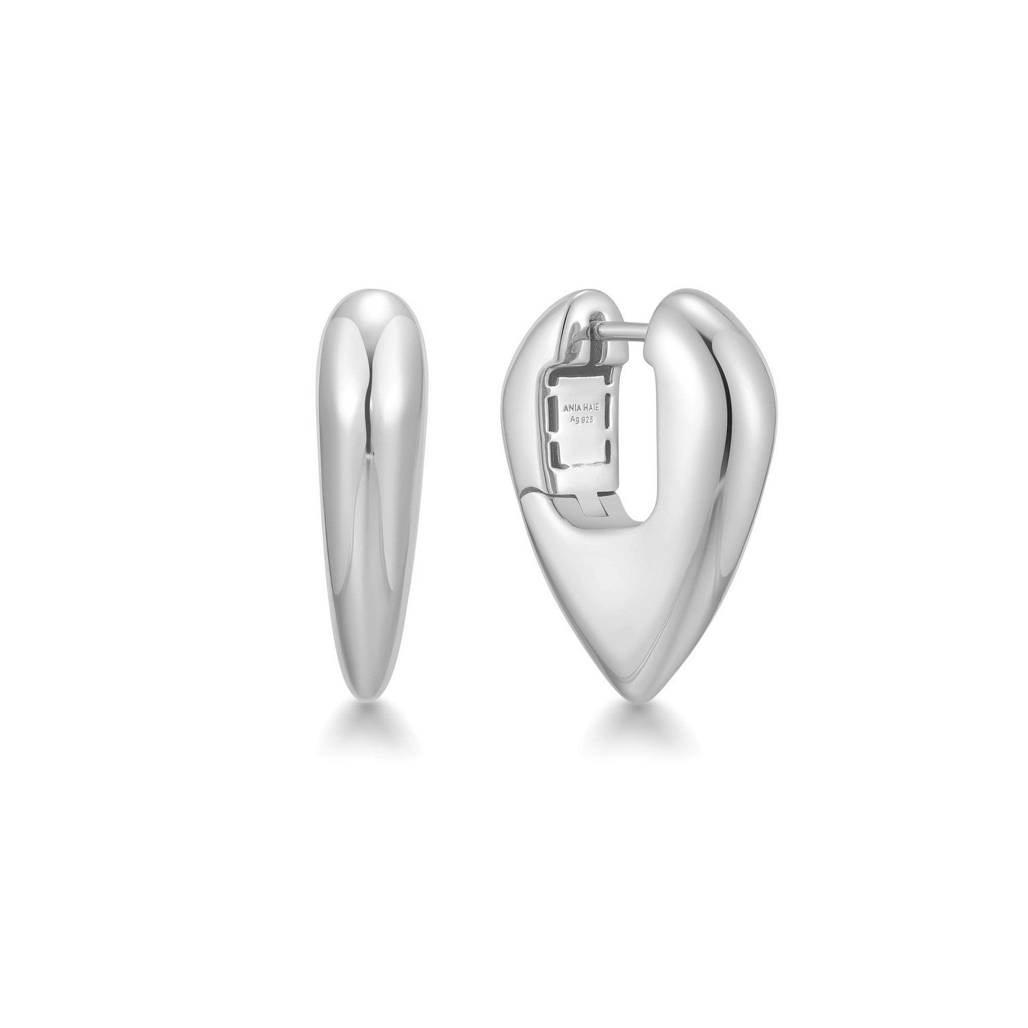 Silver Puffy Shield Hoop Earrings E067-09H