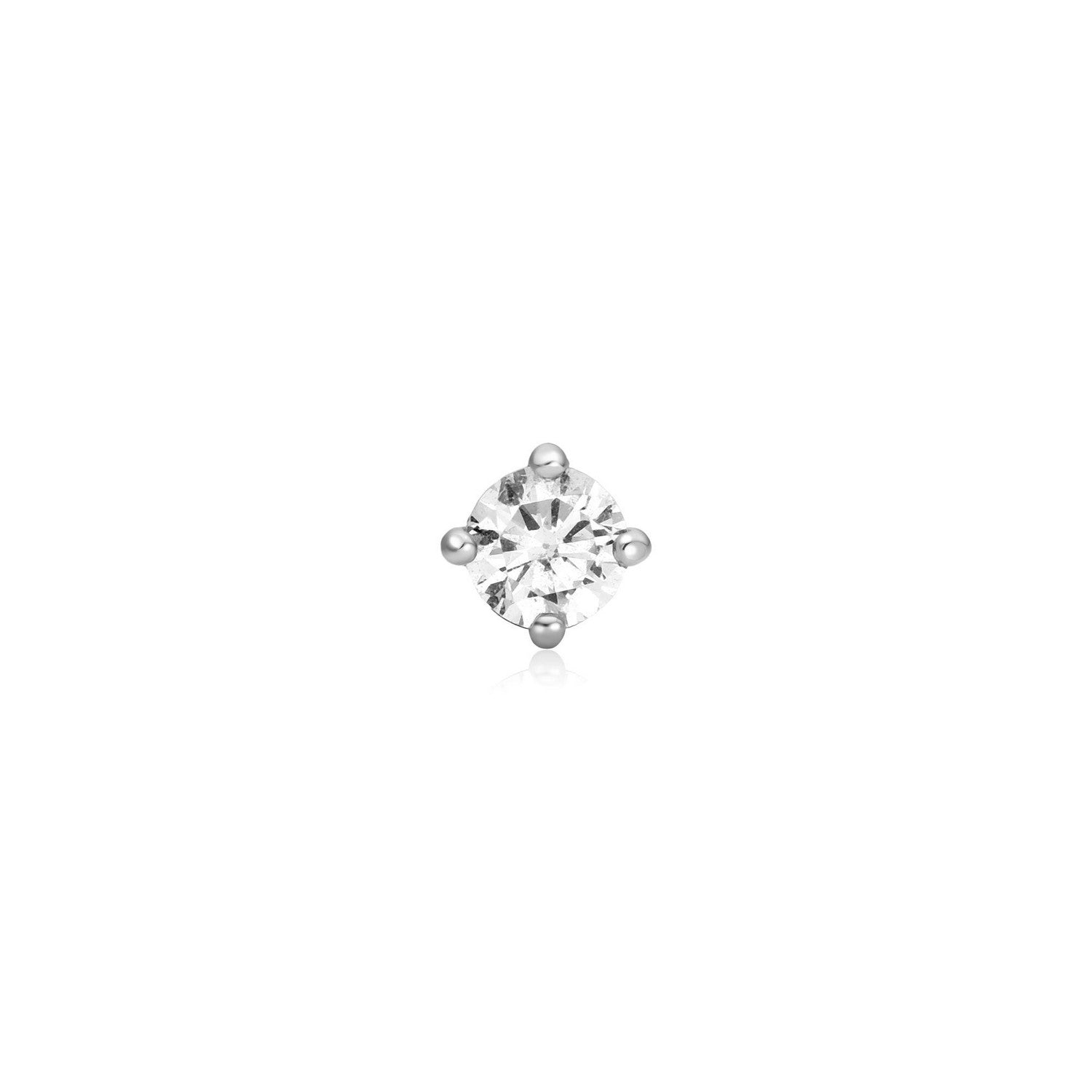 Silver Sparkle Round Barbell Single Earring E070-03H