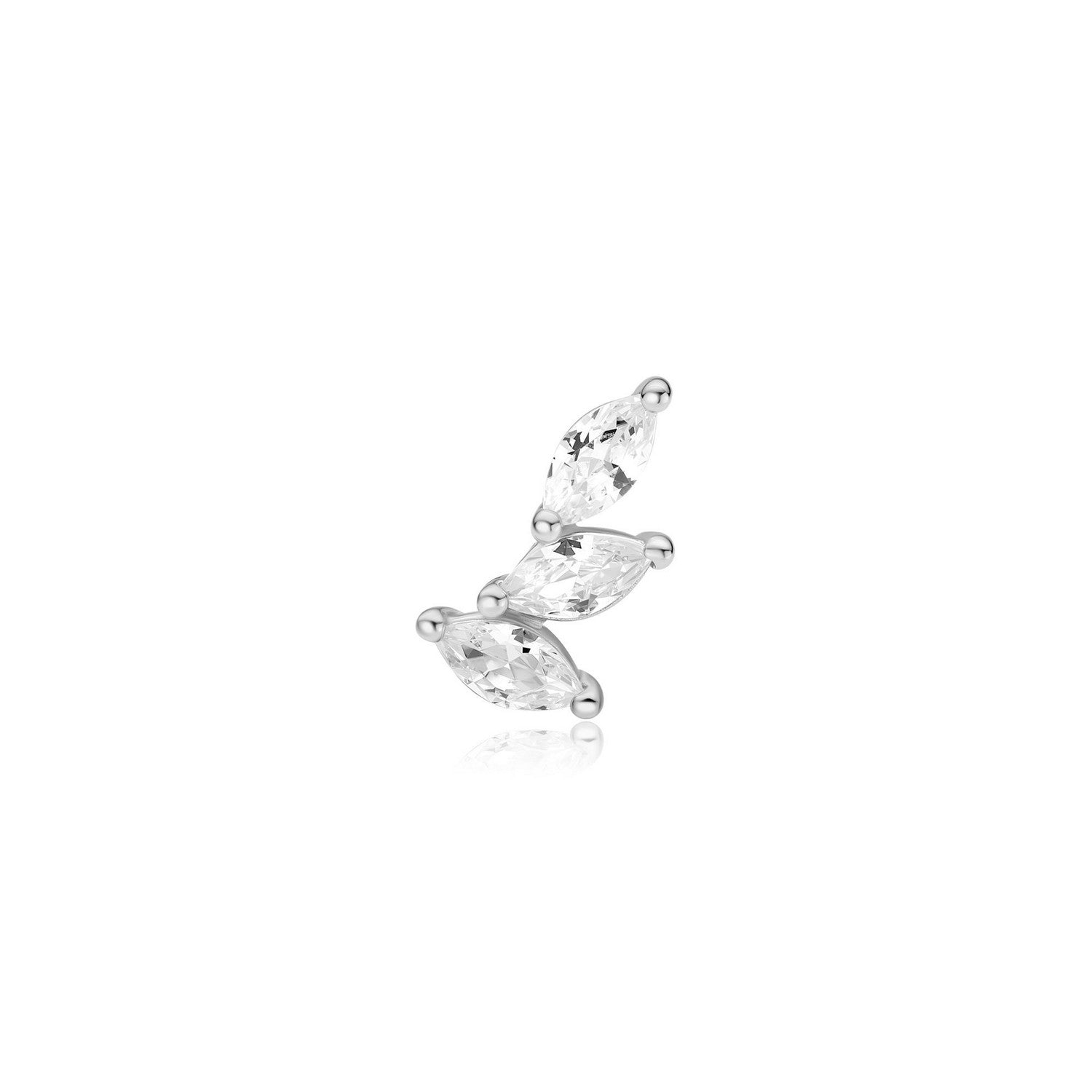 Silver Triple Marquise Barbell Single Earring E070-08H