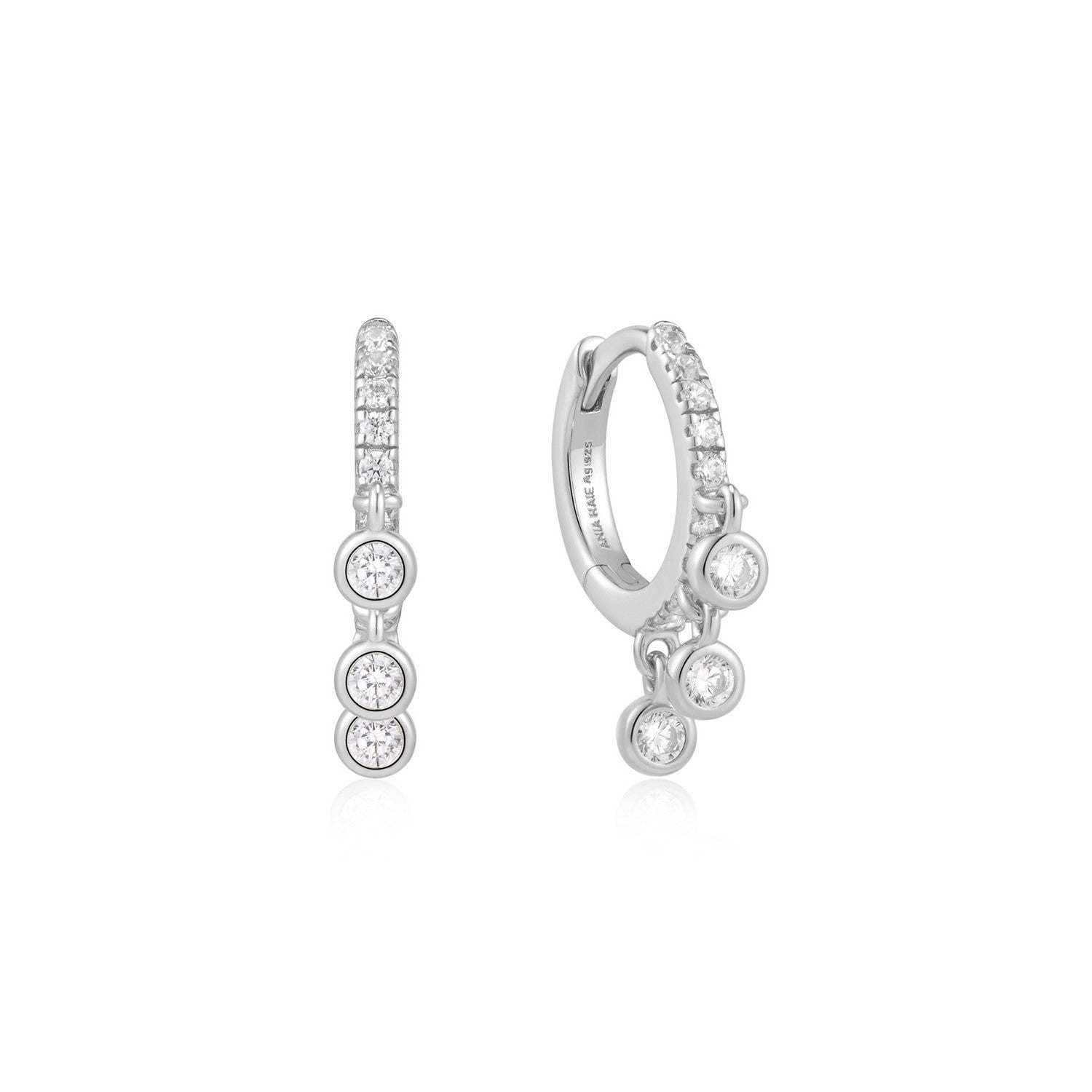 Ania Haie Silver Trio-Drop Huggie Hoop Earrings E074-04H