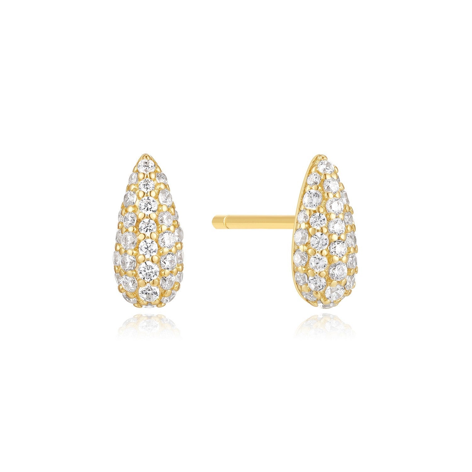 Ania Haie Fluid Light Gold Pave Dome Stud Earrings E078-02G